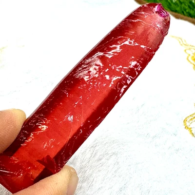 LAB CREATED 30 G PADPARASCHA ORANGE SAPPHIRE ROUGH CORUNDUM Half Boule GEMSTONE - Image 1 of 3