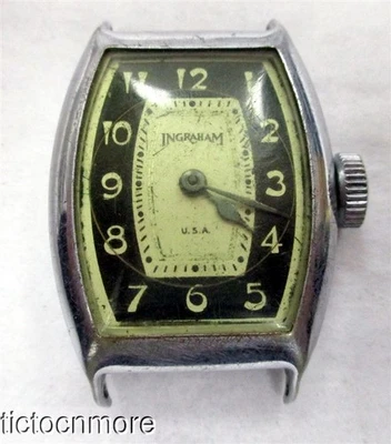 RELOJ PULSERA MECÁNICO ANTIGUO INGRAHAM ESFERA BORDE DÓLAR CAJA BARRIL HOMBRE Foto 1 de 4