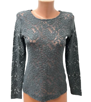 ISCHIKO by OSKA size DE 38-40 LBlouse top top lace grey long sleeve floral - Image 1 of 4
