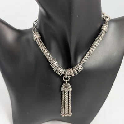 Silpada Gathered Tassel 925 Sterling Silver Necklace N2305 36g 16-18" - Image 1 of 4