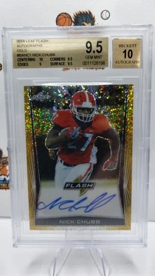 2018 Leaf Flash Nick Chubb Autographs Gold 1/1 RC/Rookie BGS 9.5 Gem Mint Texans - Image 1 of 3