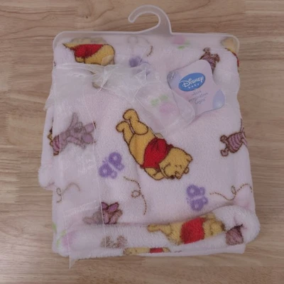 Disney Baby Pooh With Piglet Pink Printed Boa Blanket 30x40 Winnie the Pooh NEW - Image 1 of 4