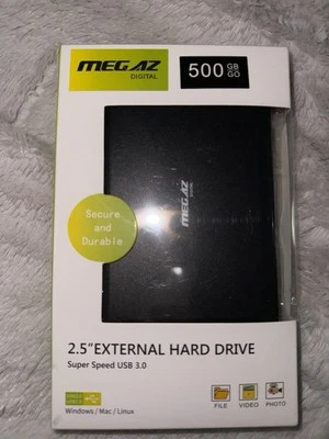 MegaZ 160GB  External Hard Drive Backup Slim 2.5'' Portable HDD USB 3.0 - Image 1 of 2