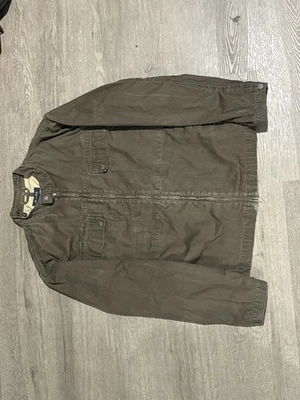 Blazer Olive Cotton Jacket – Size XXLCasual olive-brown zip-up jacket - Image 1 of 3