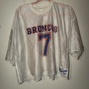 Broncos # 7 Elway Mesh Jersey Crop XL Champion Brand White Mesh Jersey - Picture 1 of 7