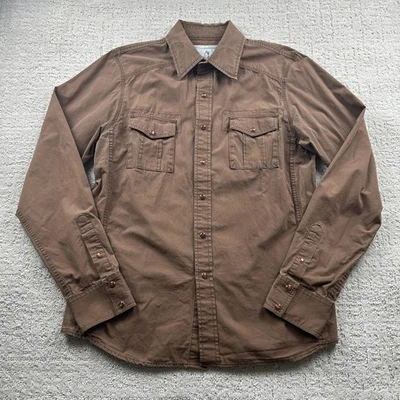 Рубашка мужская Fossil большая коричневая с длинным рукавом западная на пуговицах карманы хлопок - Изображение 1 из 4