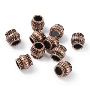 10pcs 9mm Red Copper Drum Alloy Beads Large Hole Metal Loose Spacer Beads Craft