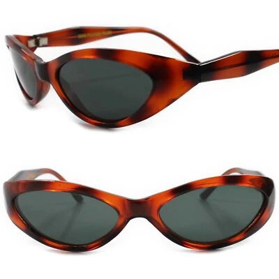 Old Stock 70s Classic Genuine Vintage Brown Rockabilly Womens Cat Eye Sunglasses - Image 1 of 4