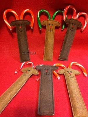 12 soportes para bastones de caramelo de reno, aula, regalos de fiesta, rellenos de medias Foto 1 de 4