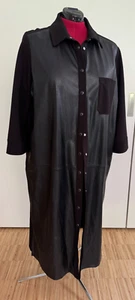 MARINA RINALDI SPORT KLEID Mantel Jackenmantel Schwarz Leder GR XL 46 48 50 52 - Bild 1 von 7