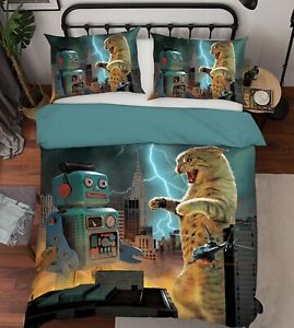 3D Catzilla Robot Helicopter O121 Bed Pillowcases Quilt Cover Duvet Vincent Amy