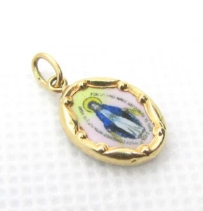 COLGANTE MEDALLA MILAGROSA OVALADA PINTADA A MANO ORO AMARILLO 14K 18X10MM - 1.2G - Imagen 1 de 3