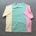 Teddy Fresh Shirt Womens Small Green Pastel Color Block Striped 41430