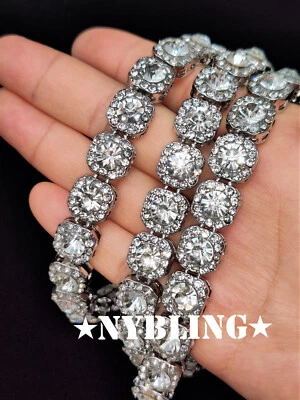 Iced багет кластер теннис цепочка ожерелье покрытием CZ моды хип-хоп ювелирных изделий - Изображение 1 из 4