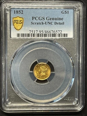 1852 Liberty Gold Dollar G$1 - PCGS Genuine Scratch-UNC Detail Cover