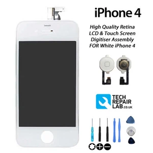 WHITE iPhone 4 Retina LCD & Digitiser Touch Screen Assembly Replacement NEW - Picture 1 of 3