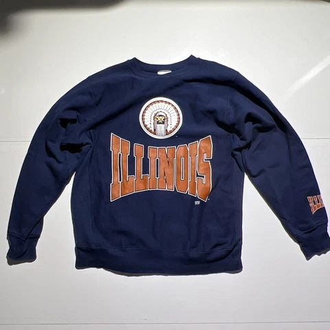 Vintage University Of Illinois Sweatshirt Fighting Illini Mens XL Crewneck USA Cover