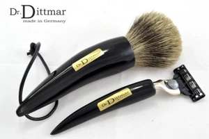 Pincel de afeitar y afeitadora Hornspitzen en conjunto cuerno de búfalo DR. DITTMAR Alemania - Imagen 1 de 1