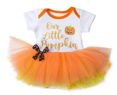 Ganz H8 Halloween Baby Girl 0-6mo Diaper Shirt Tutu One Piece Our Little Pumpkin - Image 1 of 2