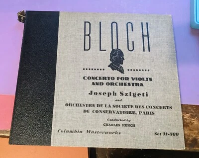 Bloch Concerto For Violin And Orch  Joseph Szigeti  Munch   Columbia 4 X 78 RPM  - Image 1 of 4