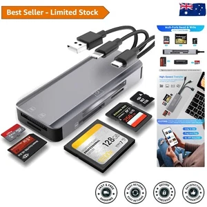 5-in-1 Aluminum Multi Memory Card Reader for iPhone & USB Devices - Plug & Play - Picture 1 of 8