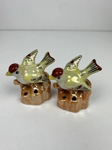 2 Vintage Japanese Porcelain Figural Bird & Floral Design Flower Frogs - Picture 1 of 11
