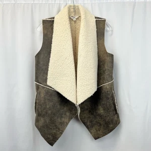 Jack Vest Women's S Multicolor Waist Length Open Shearling Collar Pockets - Picture 1 of 10