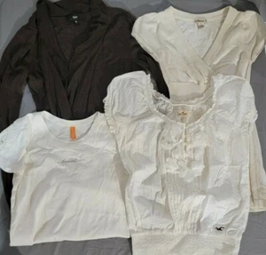 4 women's white and brown Hollister/forever 21/misc size medium tops - Picture 1 of 8