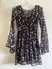 Abercrombie & Fitch Sheer  Faux Wrap Cinch Waist Bell Sleeve Dress Size xSmall