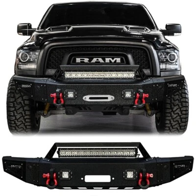 Vijay Fits 2015-2018 Ram 1500 Rebel Front Bumper Textured Steel with LED Lights Foto 1 de 4
