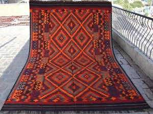 Antique Afghan Maimana Area Kilim Rug 7x10 ft Fine Geometric Tribal Persian Rug - Picture 1 of 11