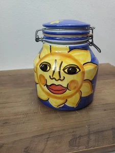 Starbucks Coffee Canister Cookie Jar Ciao Italya Bellini Hand Painted Sun Stars - Picture 1 of 8