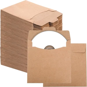 Fasmov 150 Pack CD Sleeves Kraft Paper DVD Envelopes, 5" X 5" Blank CD Paper - Picture 1 of 12