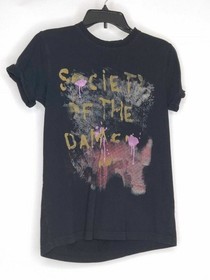 Nuon Club House Womens Black T-Shirt Society Graphic Tee Size M Crew Neck