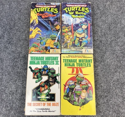 Teenage Mutant Ninja Turtles Movies VHS Tapes Lot Of 4 TMNT II III Killer Pizzas - Image 1 of 4