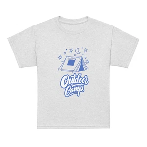 Kids Outdoor Camp Graphic Tee Youth Sports T-shirt Short Sleeve Blue White Print - Picture 1 of 68