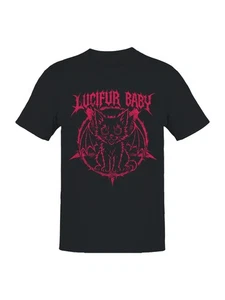 Lucifur Baby Gothic Cat Art Men's T-shirt - Picture 1 of 6