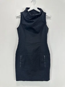 Cue Dress Women 10 Black Cowl Neck Knee Length Stretch Bodycon Made in Australia - Picture 1 of 11