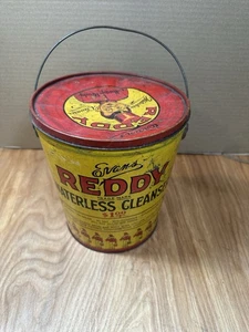Vintage Evans Reddy Waterless Cleanser Tin Litho Bucket Columbus Great Graphics - Picture 1 of 5