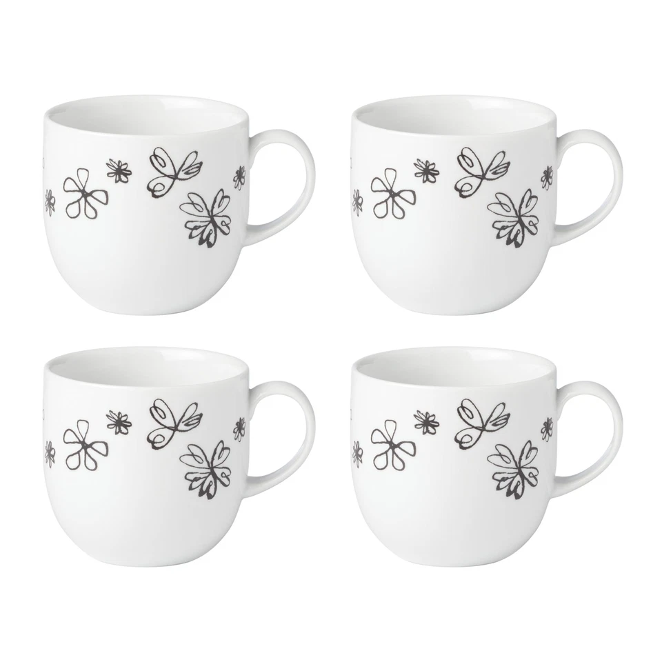 new york Garden Doodle Mugs, Set of 4, White - Imagem 1 de 1