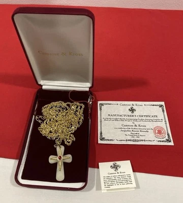 Camrose & Kross JBK Jacqueline Kennedy White Cross Pendant Necklace NEW IN BOX - Image 1 of 4