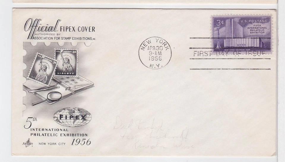 TurtlesTradingPost - FIPEX Stamp Show  #1076 FDC 1956 Artcraft Cachet - Image 1 of 1