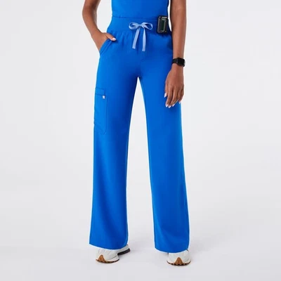 NWT FIGS Royal Blue High Waisted Isabel Wide Leg Scrub Pants - SMALL REGULAR  - Image 1 of 4