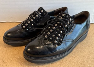 Womens Sz 8 Paul Green Black Studded Tassel Loafers - Picture 1 of 7