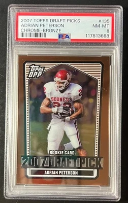 2007 Topps Draft Picks Prospects Chrome Bronze #135 Adrian Peterson PSA 8 - Image 1 of 2