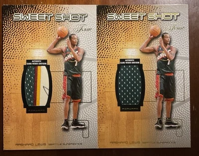 2001-02 Flair Sweet Shot Rashard Lewis 4 Color Game Jersey Box Topper # /250 - Image 1 of 4