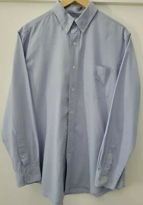 Chaps Men's Easy Care Button Up Shirt Long Sleeves Solid Blue Large - Picture 1 of 11