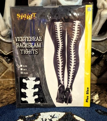 NUEVO Medias Spirit Halloween SEXY Vértebras Costura Trasera Talla Grande Negro Esqueleto NUEVO Foto 1 de 3