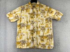 Covington Shirt Mens Large Yellow Palm Tree Linen Blend Button Up Hawaiian - Picture 1 of 14