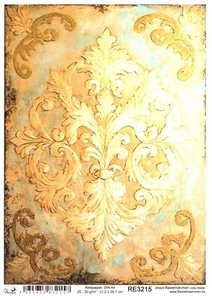 Reispapier A4 Strohseide Decoupage Vintage Muster Damast Blumen RE3215 - Bild 1 von 1